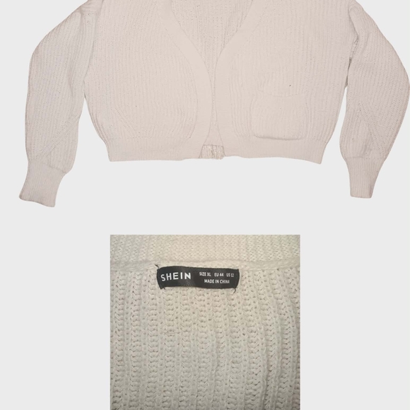 Neutral Cozy Outfit Bundle | Cream Cropped Cardigan + Teal Lace Top + Jeans - Picture 4 of 5